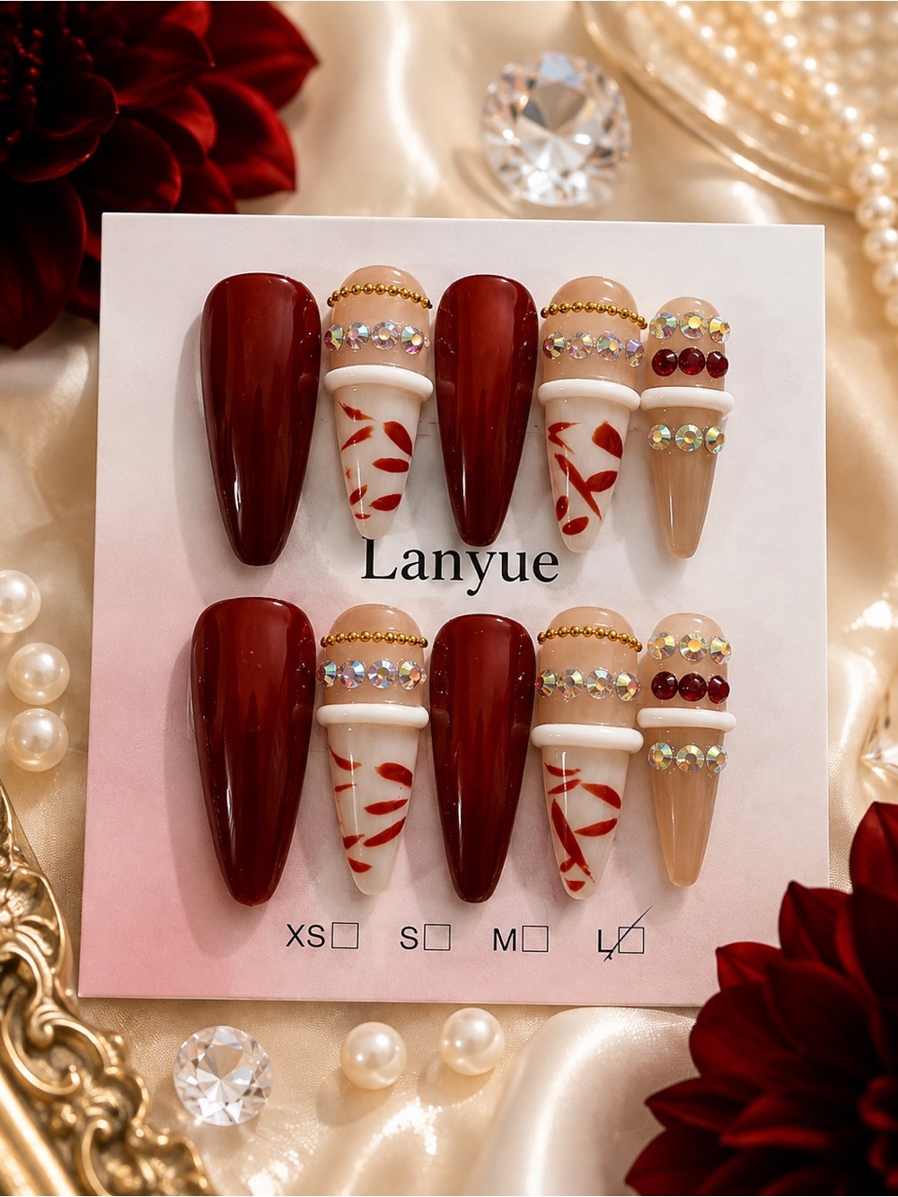 ❤️ Burgundy Luxury Press-On Nails